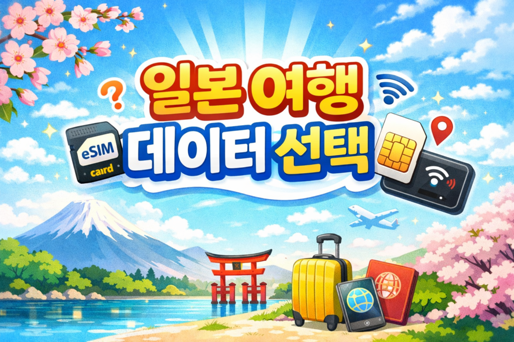 일본 여행 데이터 선택을 위한 eSIM·유심·포켓와이파이 비교 썸네일 이미지