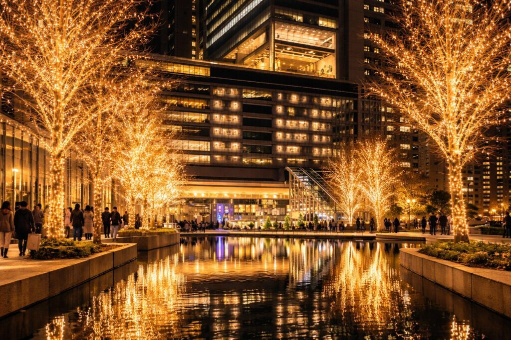 도심 속 골드 샴페인빛 일루미네이션 거리